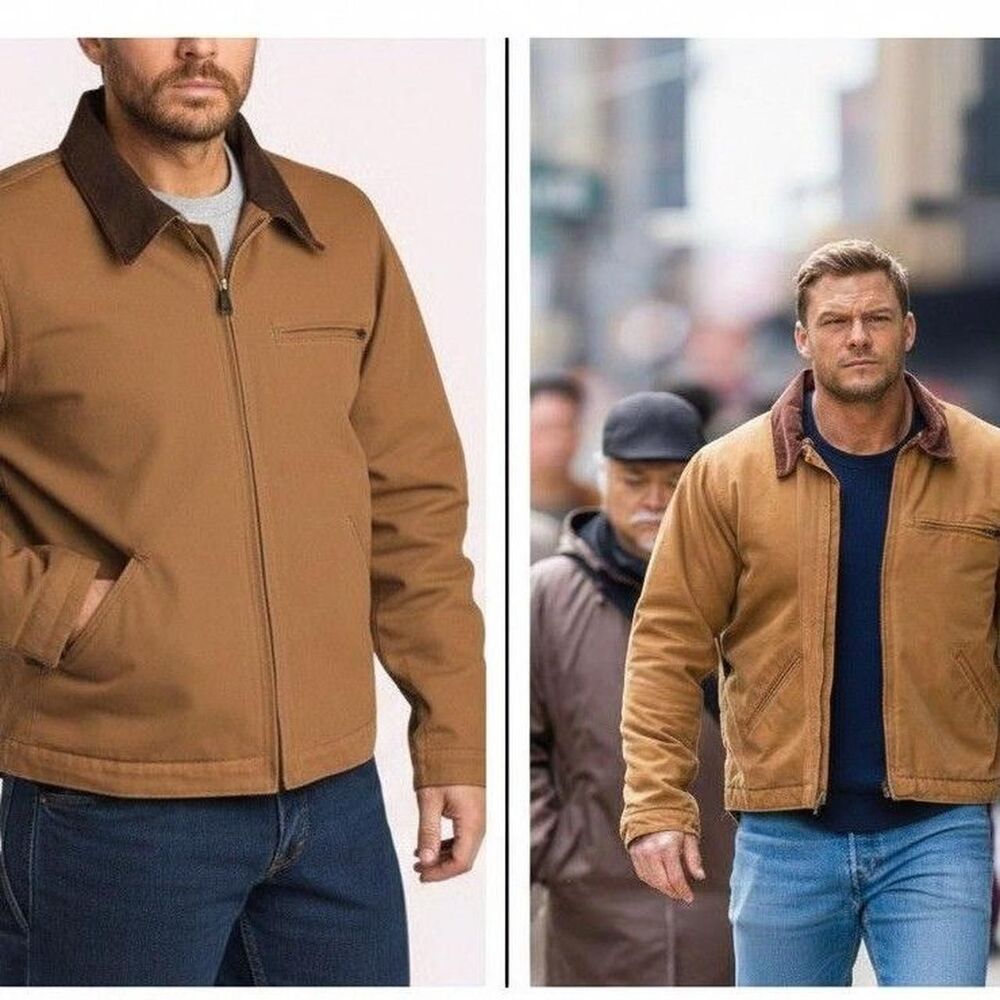 Men's Barn Coat Tan Canvas Reacher Style Workwear Jacket Medium Detroit Jacket